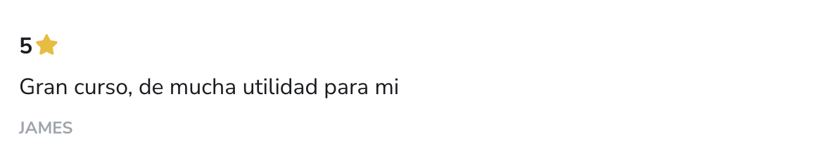 Captura del testimonio de James en Hotmart